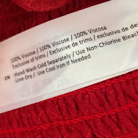 Band of the Free Womens Size M Red Flowy Sleeves Boho Smocked Waist Top Tassels - Picture 11 of 11